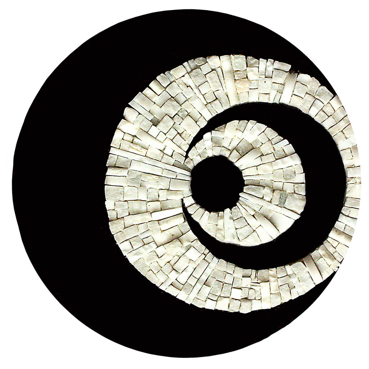 Mosaïque Clair-obscur - Ardoise, pâte de verre, marbre - Diam 18cm
