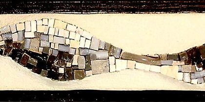 Mosaïque Linéaire noir - minéraux, pate de verre, smalts 32x7cm