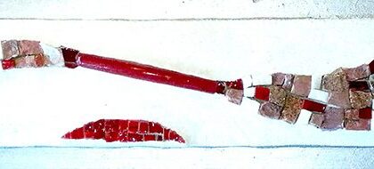 Mosaïque Linéaire rouge, Minéraux, verre, smalts 32x7cm
